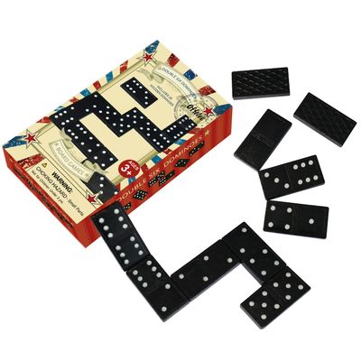 Offelec Wooden Double 6 Domino Set - 28 Tiles Black Dominoes for Kids, Adults, and Family Games Night | Ideal for 2-4 Players | Perfect for Classroom, Party, Travel, and Gifting | Classic Board Game