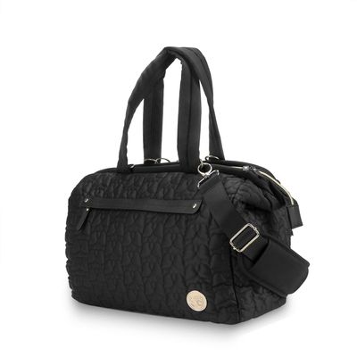 Baby Diaper Tote with Shoulder Strap Smart Diaper Organizer Bag Portable Mommy Baby Bag for Work,Travel,Outdoor (Flower Black)