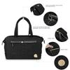 Baby Diaper Tote with Shoulder Strap Smart Diaper Organizer Bag Portable Mommy Baby Bag for Work,Travel,Outdoor (Flower Black) view 4