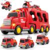 Bennol 5-in-1 Fire Trucks Toy Set for Boys Age 1-3 3-5, Fire Car Truck for Toddlers 1 2 3 4 5 6 Years Old, Christmas Birthday Gift Car Sets with Light Sound view 1