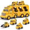 Bennol Construction Truck Toys for Toddler Boy 1 2 3 4 5 Year Old, Car Trucks Birthday Gifts Toys for Kids Ages 1-3 3-5, 5-in-1 Construction Trcuk with Excavator, Crane Mixer, Bulldozer view 2