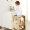 ECOMEX Toddler Standing Tower Kitchen Step Stool for Kids - Adjustable Height Learning Stool with Removable Safety Rail for Bedroom, Bathroom, Natural view 3