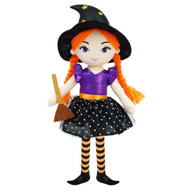 June Garden 16" Enchanted Garden Witch Doll Lydia Plush Stuffed Soft Girl Doll - Purple Outfit