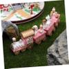 STOBOK Wooden Christmas Train Toy Mini Wooden Train Pink Train Toy with Snowman Christmas Train Ornament Xmas Table Adornment 4 Section Christmas Train Set Train Model for Kids view 2