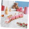 STOBOK Wooden Christmas Train Toy Mini Wooden Train Pink Train Toy with Snowman Christmas Train Ornament Xmas Table Adornment 4 Section Christmas Train Set Train Model for Kids view 3
