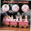 STOBOK Wooden Christmas Train Toy Mini Wooden Train Pink Train Toy with Snowman Christmas Train Ornament Xmas Table Adornment 4 Section Christmas Train Set Train Model for Kids view 4