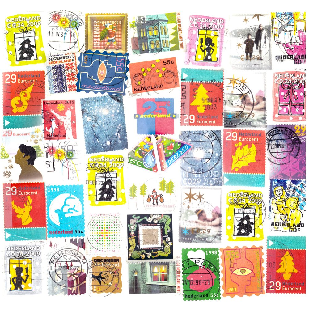 1000 Stamps from Netherlands | Christmas | December | Mixed Philately | Used Postage Stamps Off Paper