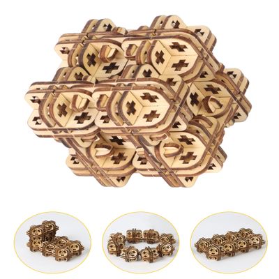 3D Puzzles for Adults Wooden Fidget Toys After Assembling Will Get Cool Desk Gadgets, Magic Cube Shape Shifting Box Flip Blocks