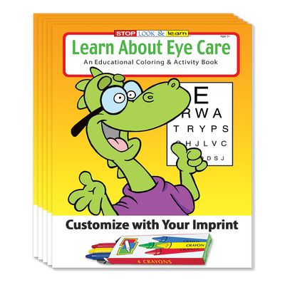 ZOCO  Learn About Eye Care  Custom Promotional Coloring Books (250 Bulk Pack, with Crayons)  Optometrist, Eye Doctor Gifts for Kids