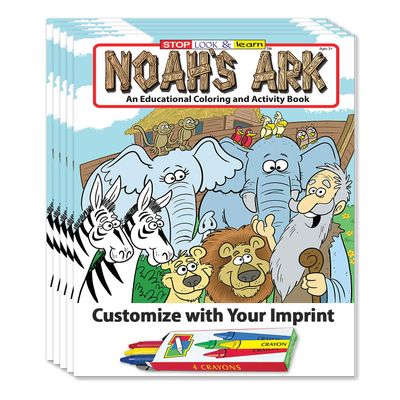ZOCO  Noahs Ark  Custom Coloring Books for Kids (250 Bulk Pack, with Crayons)  Christian Religious Activity Books for Sunday School, VBS, CCD, Church Crafts and Events
