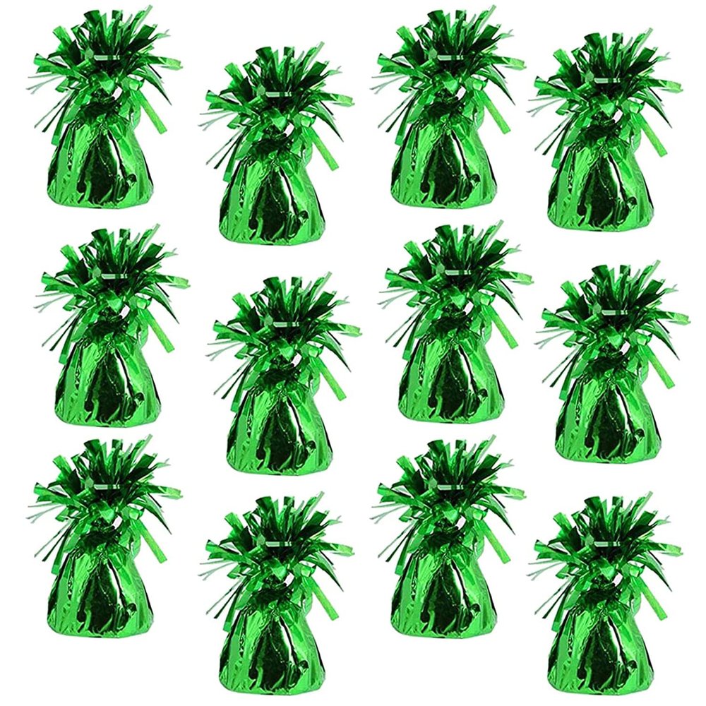 Metallic Balloon Weights, Birthday Party Favors, Novelty and Gag Gifts, 5.5" Inches, 12-Pack (Green)