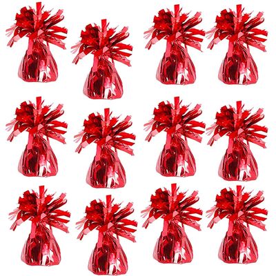 Metallic Balloon Weights, Birthday Party Favors, Novelty and Gag Gifts, 5.5" Inches, 12-Pack (Red)