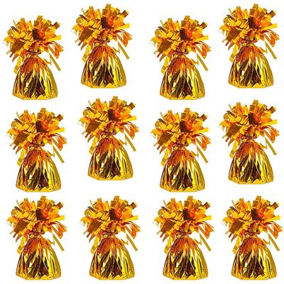 Metallic Balloon Weights, Birthday Party Favors, Novelty and Gag Gifts, 5.5" Inches, 12-Pack (Orange)
