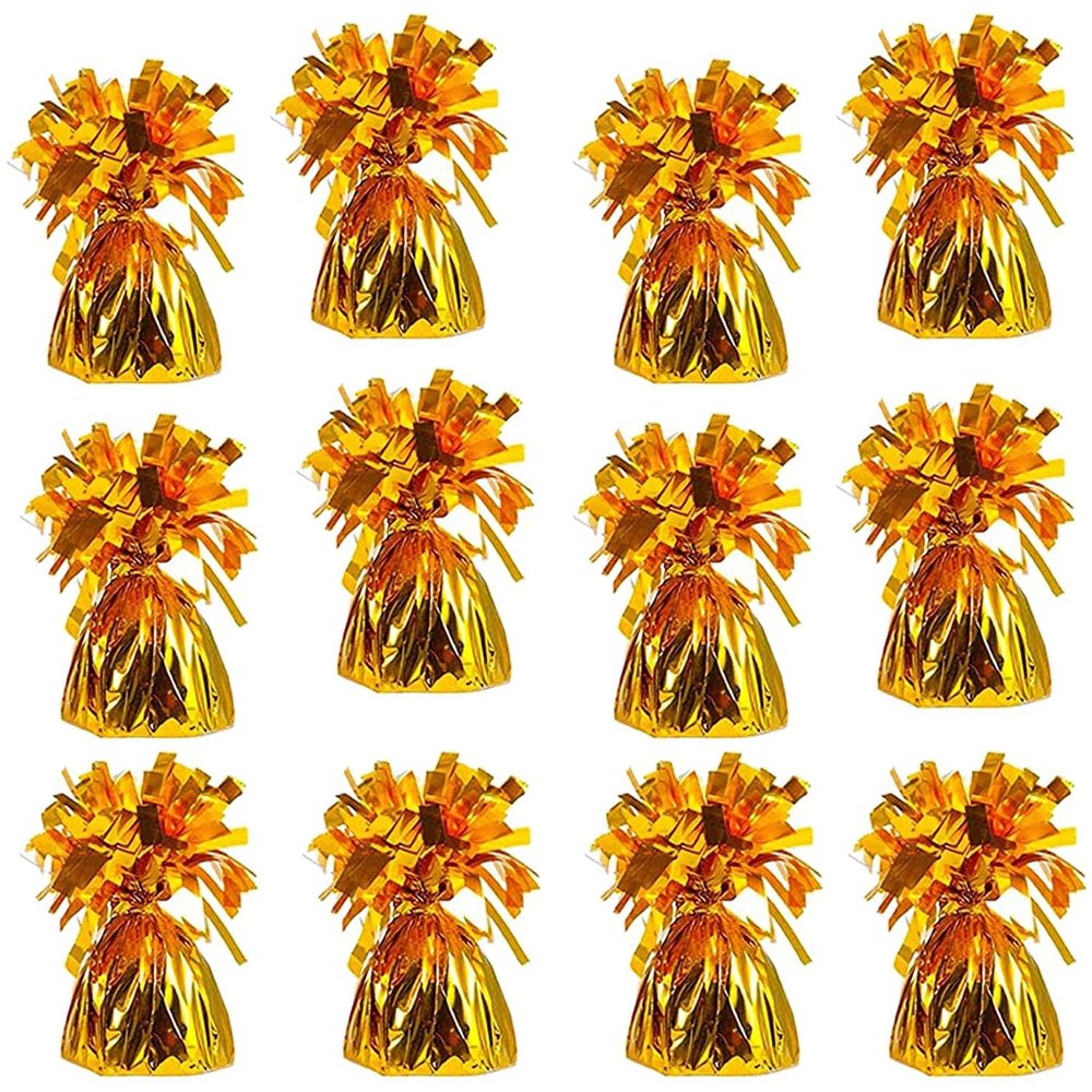 Metallic Balloon Weights, Birthday Party Favors, Novelty and Gag Gifts, 5.5" Inches, 12-Pack (Orange)