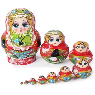 Habiba Nesting Dolls Nesting Doll 10-Layers Houten Russian Matryoshka Poppen Voor Kinderen Brithday Geschenken Home Decor Stacking Dolls No Fading Educational