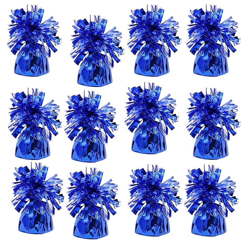 Metallic Balloon Weights, Birthday Party Favors, Novelty and Gag Gifts, 5.5" Inches, 12-Pack (Blue)
