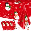 3 Pcs Christmas Tablecloth - Snowman Christmas Table cover, Disposable Plastic Rectangle Xmas Snowman Snowflakes Party Table cloths for Christma Tables Decorations and Party Supplies, 54 x 108 Inch view 1