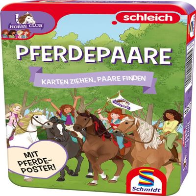 Schmidt Spiele 51449, Horse Couples, Travel Game, Bring Me with Game in Metal Tin, Colourful