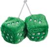 AuMoHall 2.95'' Retro Fuzzy Plush Dice Car Charm Square Rear View Mirror Hanging Ornament Accessories, Green view 3