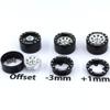 HOBBYSOUL Adjustable Offset 1.0 Beadlock Wheels Black Silver, Heavy 1.0 offset rc rims Wheels 21g/rim For 1/18 Traxxas TRX4M Axial SCX24 90081 & Other RC Micro Crawler Truck, (4-Pack) view 2
