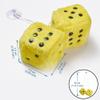 AuMoHall 2.95'' Retro Fuzzy Plush Dice Car Charm Square Plush Dice Car Rear View Mirror Hanging Ornament Vehicle Mirror Hanging Accessories, Yellow view 2