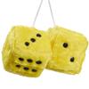 AuMoHall 2.95'' Retro Fuzzy Plush Dice Car Charm Square Plush Dice Car Rear View Mirror Hanging Ornament Vehicle Mirror Hanging Accessories, Yellow view 3