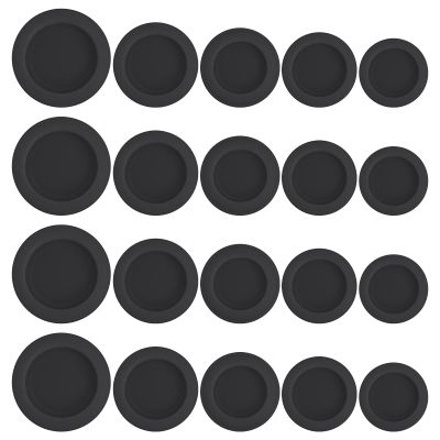Grevosea 20 Pieces Piggy Bank Plug, Piggy Bank Stopper Replacement Saving Box Black Cover Rubber Stopper Plug Replacement for Money Saving Box (5 Sizes)