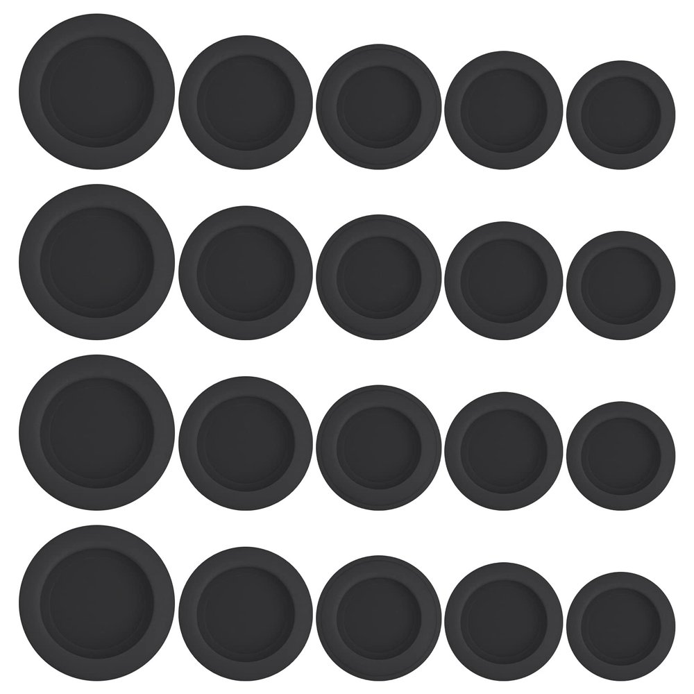 Grevosea 20 Pieces Piggy Bank Plug, Piggy Bank Stopper Replacement Saving Box Black Cover Rubber Stopper Plug Replacement for Money Saving Box (5 Sizes)