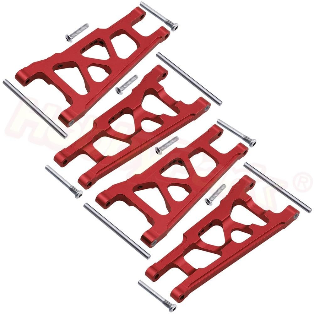 Aluminum Front & Rear Suspension A Arms L/R for 1/10 Traxxas Slash 4x4 Stampede 4WD 3655X Rally VXL w/TSM XO-1 HQ727 Parts ( Color : Red )