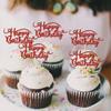 Rsstarxi 24 Pack Happy Birthday Cupcake Toppers Glitter Cupcake Food Picks for Celebrating Theme Party Cake Decorations Supplies Red view 2