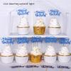 Rsstarxi 24 Pack Happy Birthday Cupcake Toppers - Glitter Food Picks for Celebrating Theme Party Cake Decorations Supplies - Deep Blue view 3
