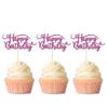 Rsstarxi 24 Pack Happy Birthday Cupcake Toppers Glitter Cupcake Food Picks for Celebrating Theme Party Cake Decorations Supplies Purple view 1