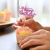 Rsstarxi 24 Pack Happy Birthday Cupcake Toppers Glitter Cupcake Food Picks for Celebrating Theme Party Cake Decorations Supplies Purple view 3