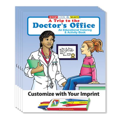 ZOCO A Trip to The Doctor's Office Custom Promotional Coloring Books (250 Bulk Pack, with Crayons) Games, Puzzles, Activities Health Handout for Kids
