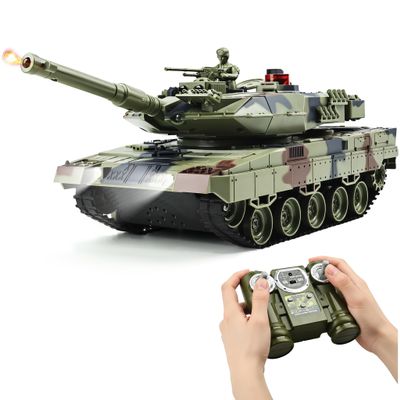 KAIM 1/24 RC Tank,Remote Control Tank for Boys with Smoke, Lights & Sounds,2.4GHz Ger Leopard II Army Model,Military Toys Gift for Kids Ages 6+