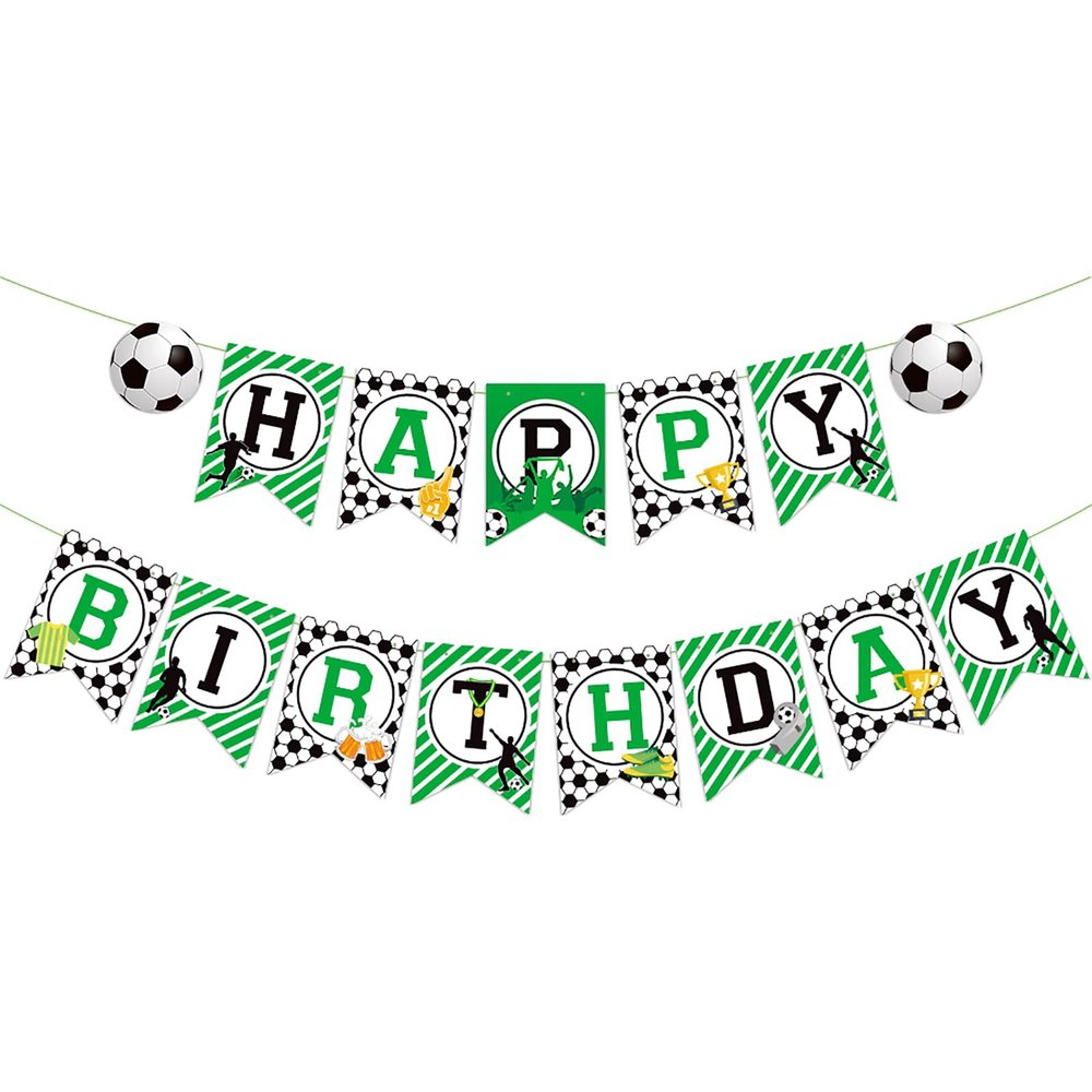 BIEUFBJI Soccer Banner, Sports Themed Party Decor, for Baby Shower, Birthday (9.7x6.7 inches, Paper, Unisex)