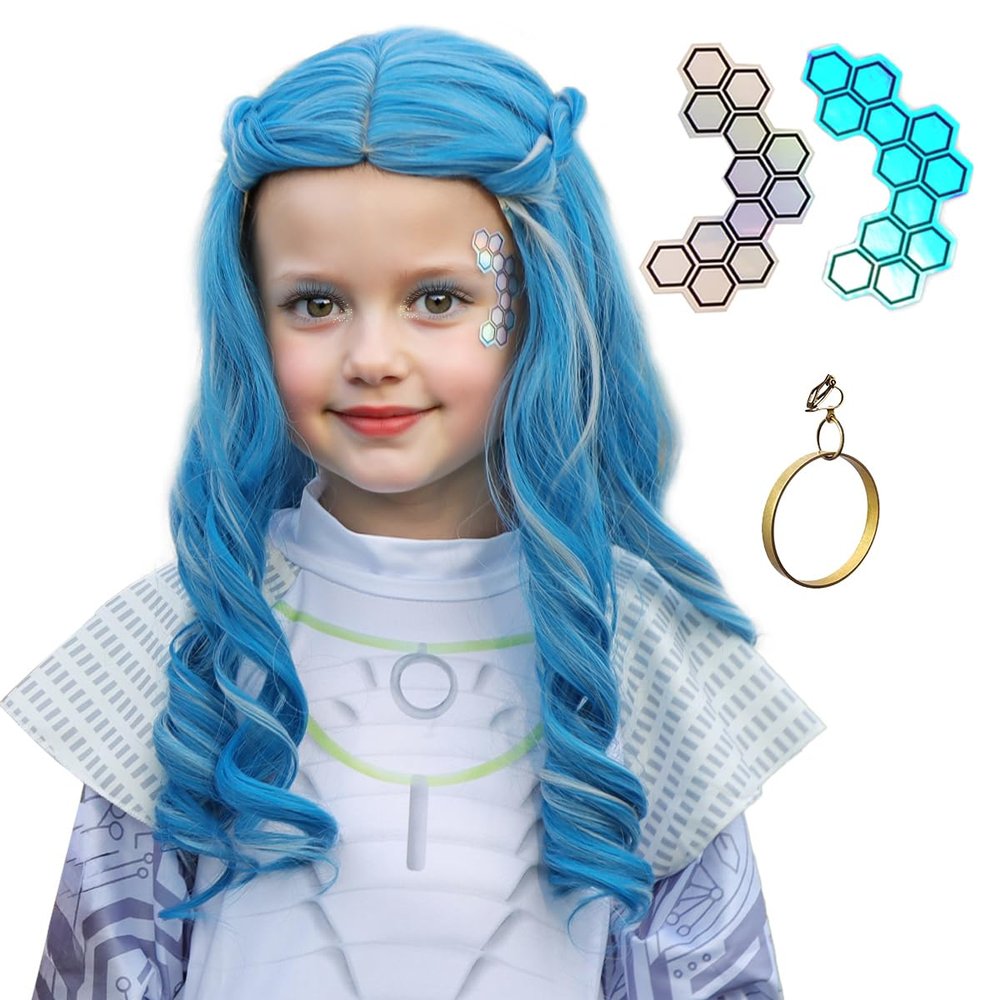 ColorGround Long Wavy Blue with Silvery White Cosplay Wig