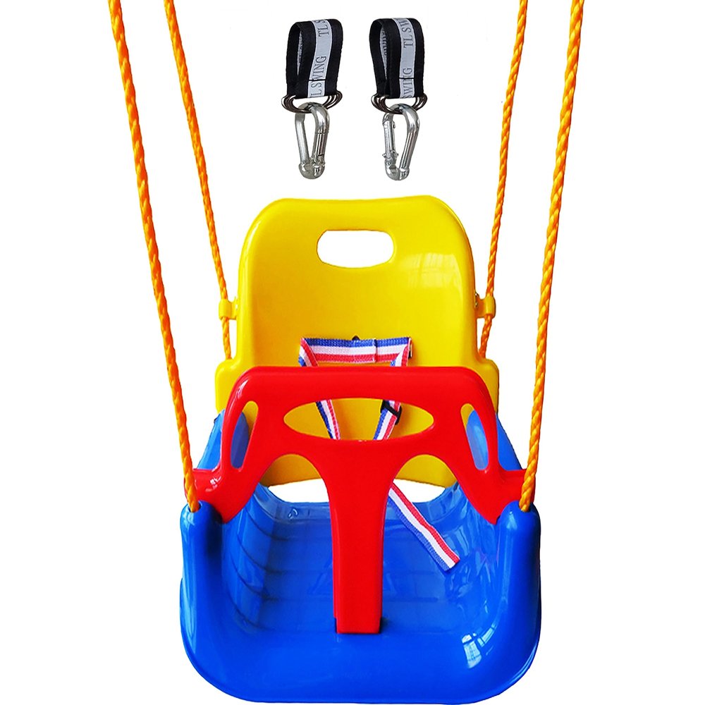 3-in-1 Detachable Swing for Toddlers to Teenagers Outdoors Play (Blue Chair with Snap Hooks)