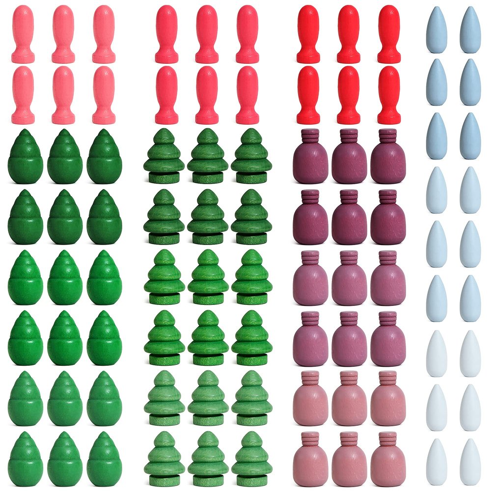 Large Set Full Rainbow Color Style Wooden Loose Parts Sensory Play Toys, Mandala Loose Parts 5 Shapes, 15 Colors, Rainbow Stacker Nesting Toys Parts (90PCS New Shapes)