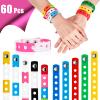 Aoriher 60 Pcs Silicone Charm Bracelets Gifts for Kids Silicone Wristband Gift Adjustable Rubber Bracelet with Holes for Boy Girl (Rainbow) view 3