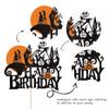 1 PCS Jack and Sally Pumpkin Bat Castle Ghost Cake Topper - Glitter Halloween Cake Pick for Kids Birthday Party & Baby Shower view 3