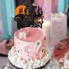1 PCS Jack and Sally Pumpkin Bat Castle Ghost Cake Topper - Glitter Halloween Cake Pick for Kids Birthday Party & Baby Shower view 4