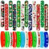 JUNEBRUSHS 50 Pack Christmas Party Favors Christmas Slap Bracelets Rubber Wristbands Assorted for Kids Slap Bands Silicone Snap Bracelets Bulk for Boys Girls Prizes Gifts Toys Stocking Stuffers view 1