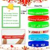 JUNEBRUSHS 50 Pack Christmas Party Favors Christmas Slap Bracelets Rubber Wristbands Assorted for Kids Slap Bands Silicone Snap Bracelets Bulk for Boys Girls Prizes Gifts Toys Stocking Stuffers view 4