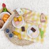 Pillowhale Wooden Picnic Basket Play Food Set  21 PCS Pretend Kids Kitchen Toy with Blanket, Cutting Fruit & Dual Place Settings  Imaginative Outdoor Role-Play Gift for Toddlers Ages 3+ view 4