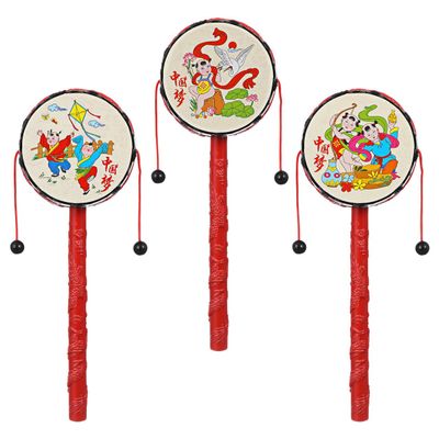ibasenice 3Pcs Wave Drum Toys Set for Kids Hand Rattle Drum Educational Musical Instruments Early Learning and Coordination Development 7.1 Inch Portable