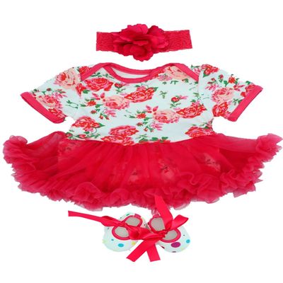 Reborn Baby Dolls Clothes Accessories Red Tutu Outfit for 17-23 Inch Reborn Newborn Baby Girl Clothing Set Super Cute Red Princess Dress 3pcs Set