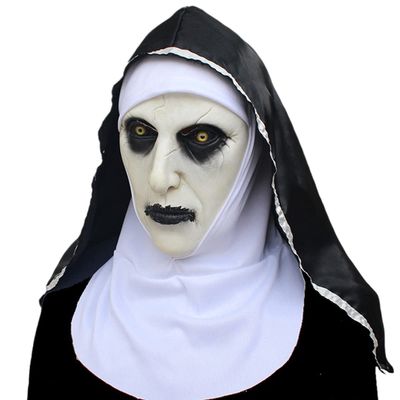 KROITY Nun Mask Horror Movie Decorative Props Witch Mask Halloween Cosplay Party Masquerade Costume Mask Female Ghost Scary Accessories Black