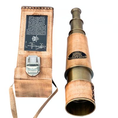 Brass Handheld Telescope Spyglass with Leather Case High Magnification Vintage Nautical Scope, Designer Marine Spyglass for Sailors, Steampunk Collectible Gift