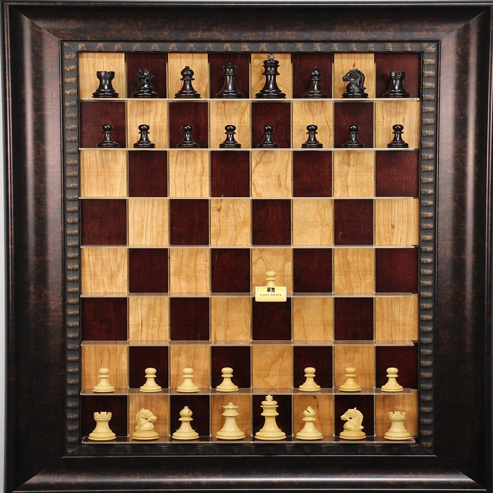 Bridle Knight Pieces Included on Red Cherry Straight Up Chess Vertical Chess Board